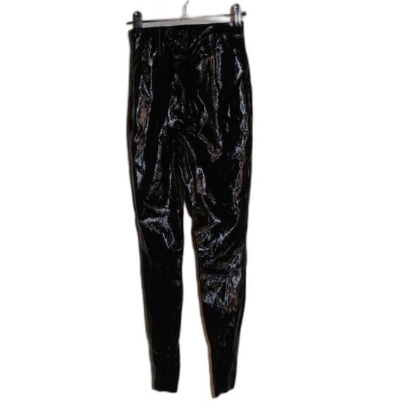 ASOS Size 0 Black High Shine Crinkle Pants • Sleek Club Vibes • Bold & Edgy - Picture 4 of 5